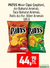 PATOS MISIR CİPSİ ÇEŞİTLERİ 185 G fiyat ve kampanya bilgisi